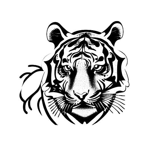 Tiger Print Minimal Art With One Line Calligraphy  Geometric tiger tattoo  Tiger art Geometric tattoo