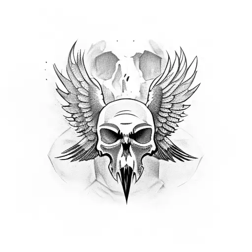 Half Raven, Half Skull tattoo design idea