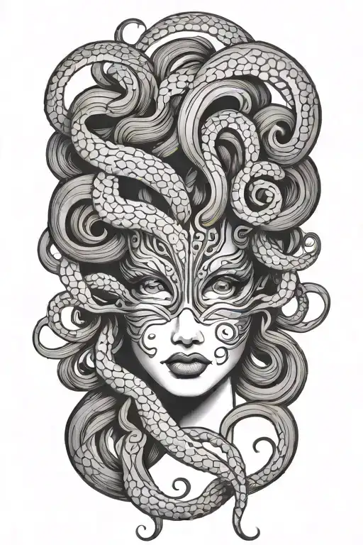 Traditional "Medusa" Tattoo Idea BlackInk AI