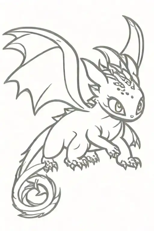 Toothless Night Fury Cartoon Cute tattoo design idea