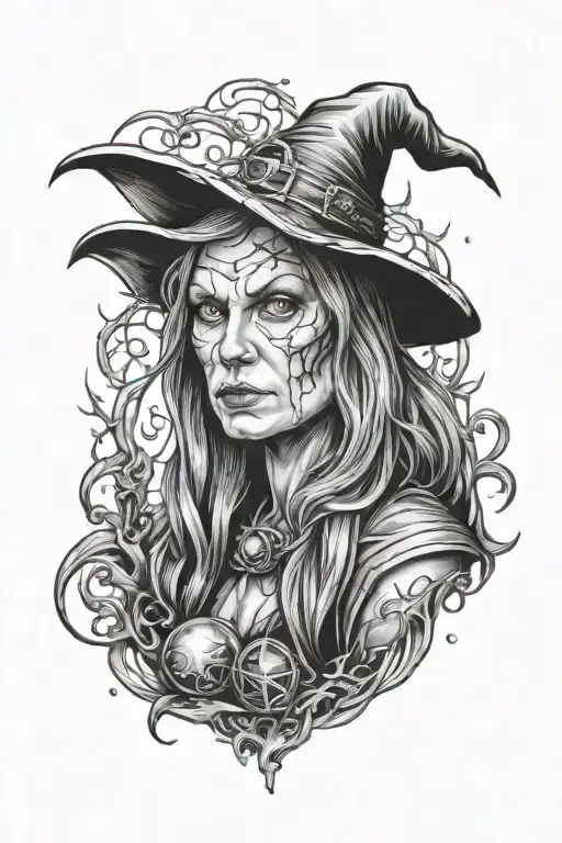 witch tattoo design idea