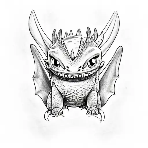 Toothless, How to Train a Dragon, Cute, Funkopop tattoo design idea