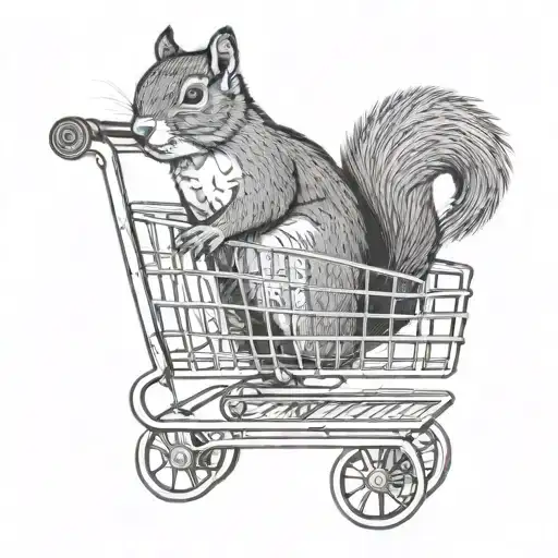 Squirrel in a shopping cart tattoo design idea