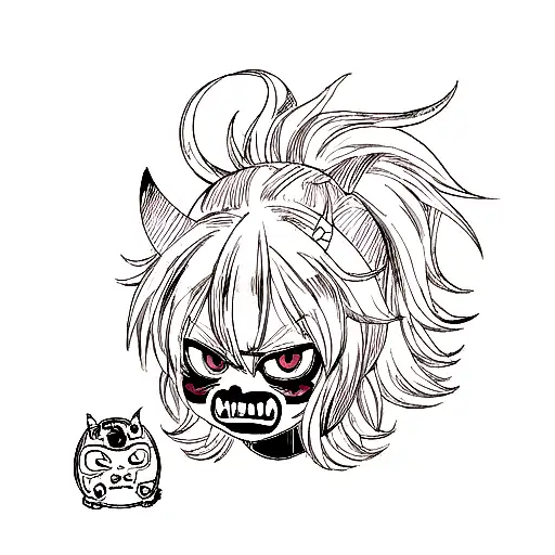 Anime Oni Mask Tattoo Idea - BlackInk AI