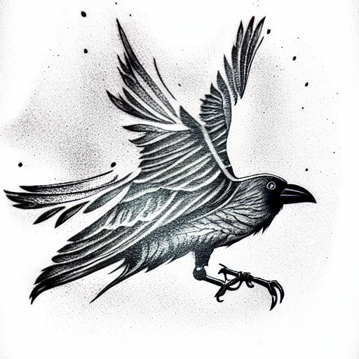 Black and Grey "Crow" Tattoo Idea - BlackInk AI