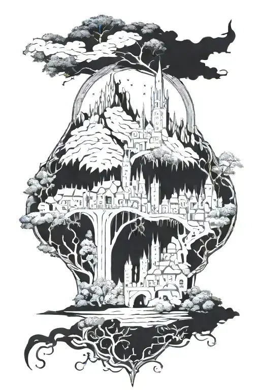 Rivendell City LOTR tattoo design idea