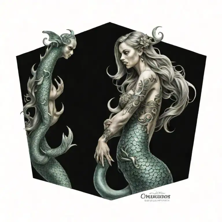mermaid tattoo design idea