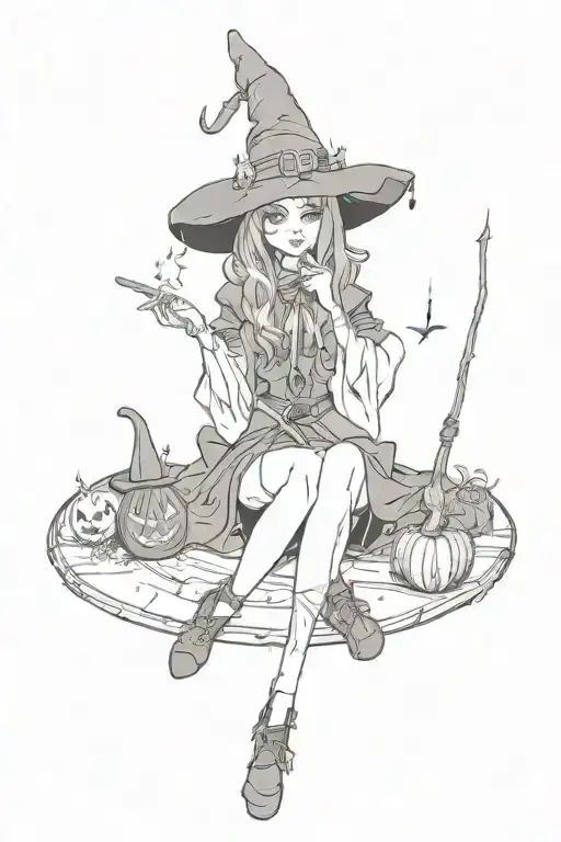 witchy tattoo design idea