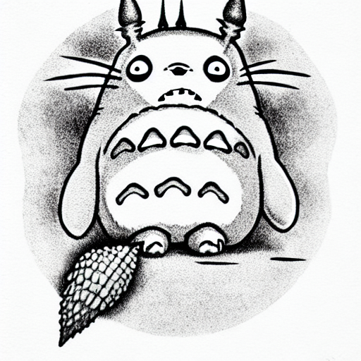 Totoro sitting on an acorn tattoo design idea