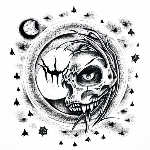 Scary Moon tattoo design idea
