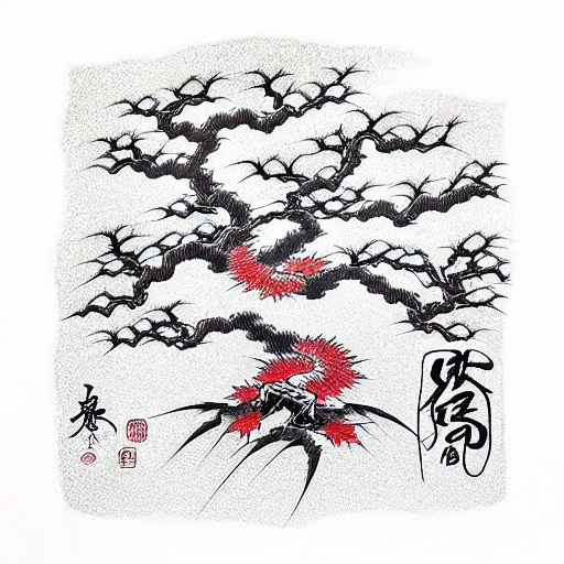 Japanese "Tree" Tattoo Idea BlackInk AI