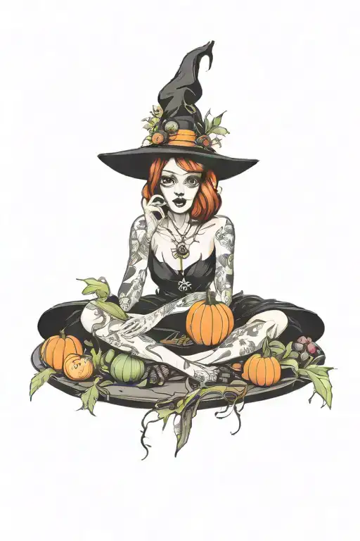 witchy tattoo design idea