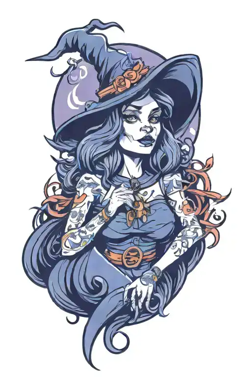 witch tattoo design idea