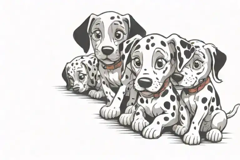 101 dalmatians puppies cartoon tattoo design idea