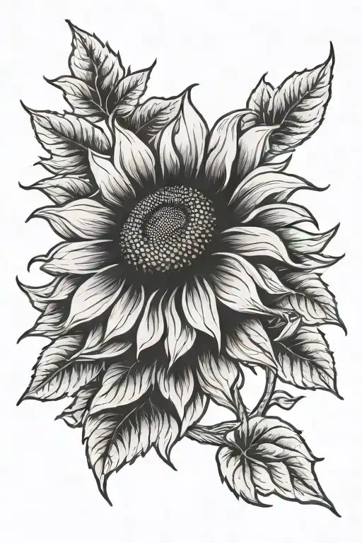 American Traditional Sunflower tattoo design idea