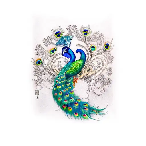 peacock tattoo stencil