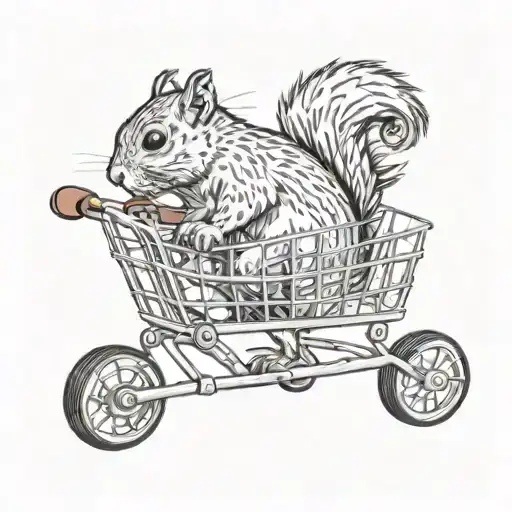 Squirrel in a shopping cart tattoo design idea