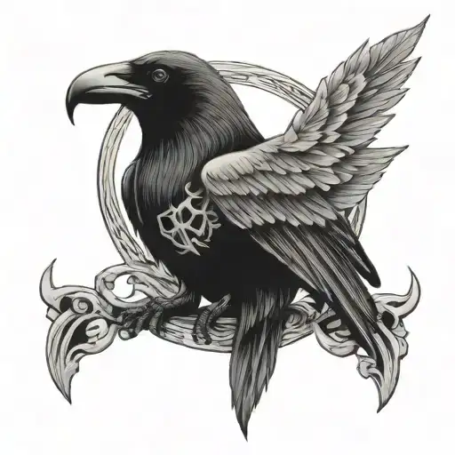 Raven Skull Viking Style Chest Tattoo tattoo design idea