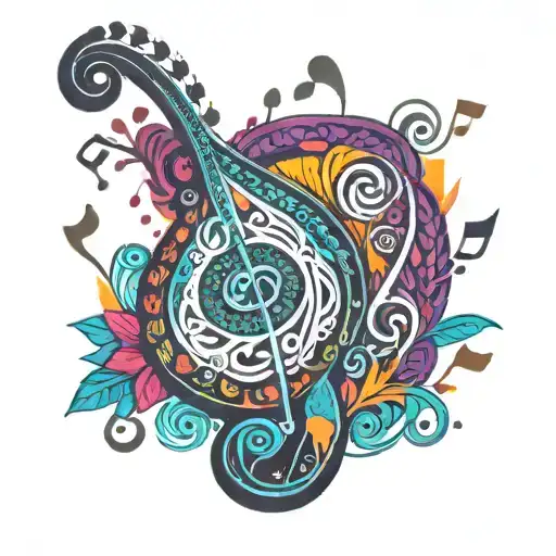 rangoli design featuring musical notes tattoo design idea