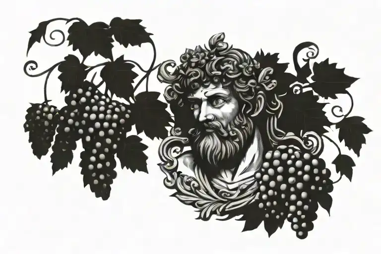 Bacchus God of Wine tattoo design idea