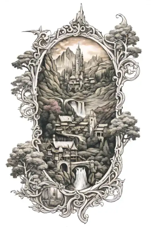 Rivendell City LOTR tattoo design idea