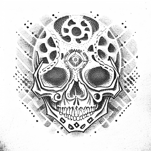 Skull with Pistons tattoo design idea