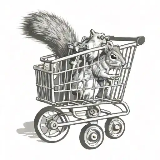 Squirrel in a shopping cart tattoo design idea