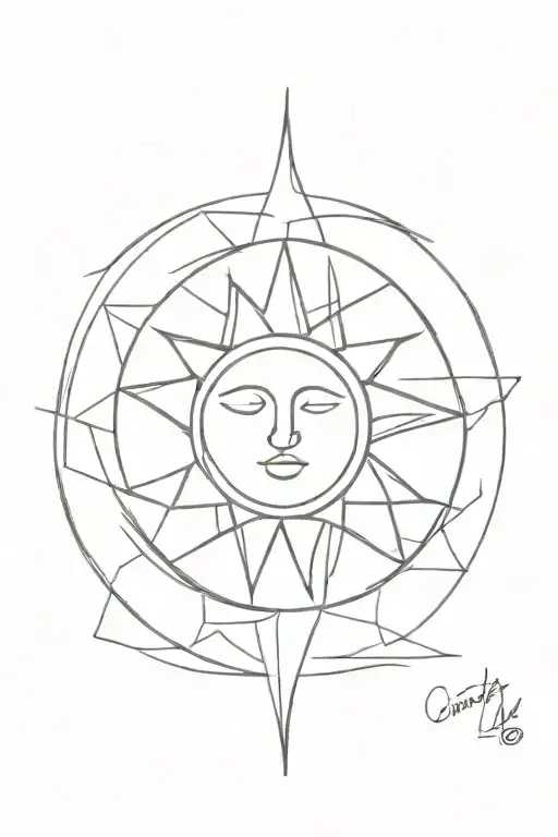 sun and moon tattoo design idea