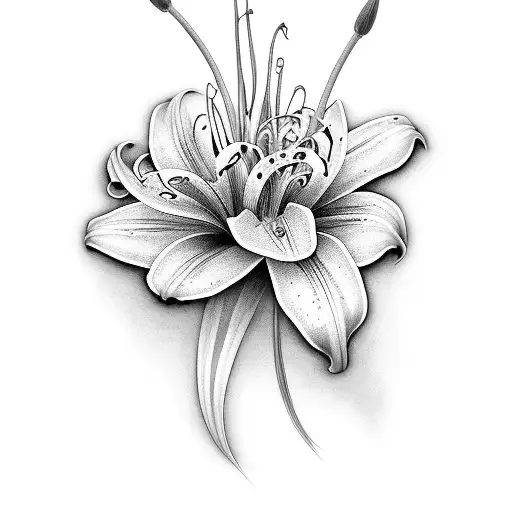 Black and Grey "Lily" Tattoo Idea - BlackInk AI