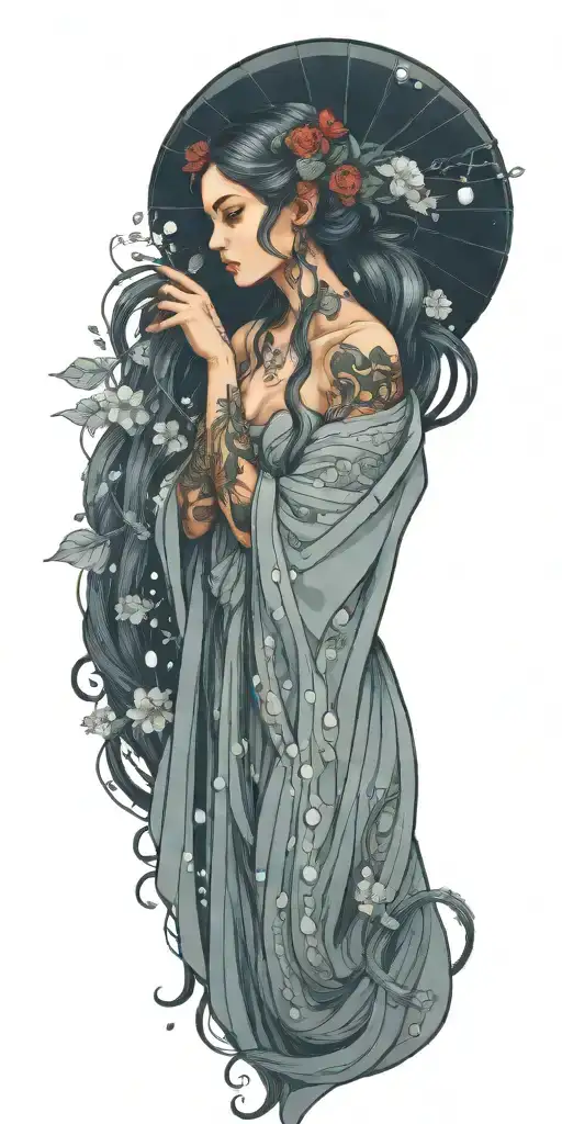 goddess of rain  tattoo design idea