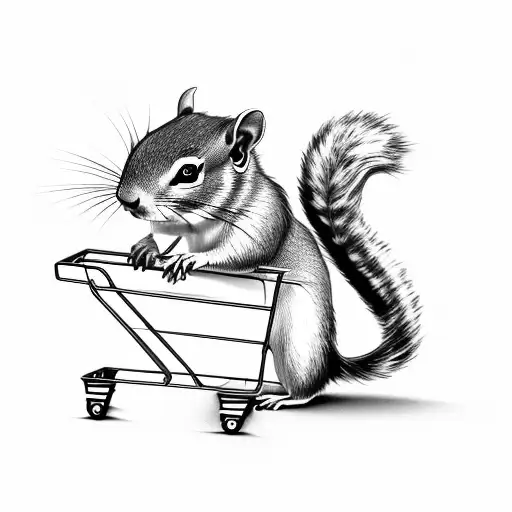 Shopping cart squirrel tattoo design idea