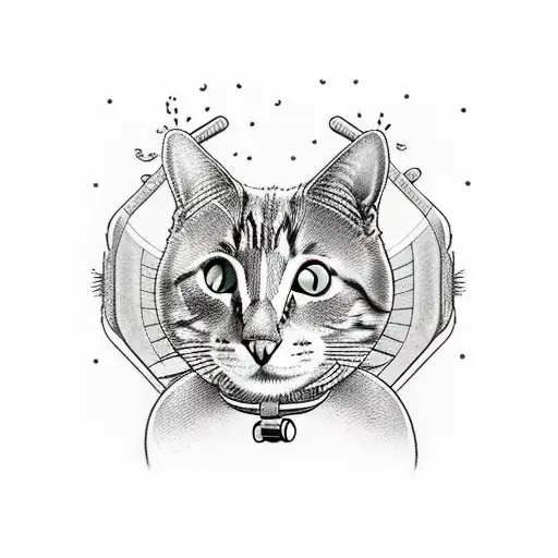 Cat riding a skateboard tattoo design idea