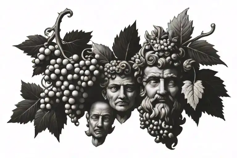 Bacchus God of Wine tattoo design idea
