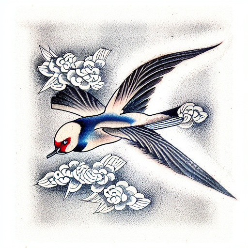 Japanese tattoo style, geometric japanese crane in tree tattoo on Craiyon