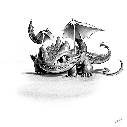 Toothless, How to Train a Dragon, Cute, Funkopop tattoo design idea