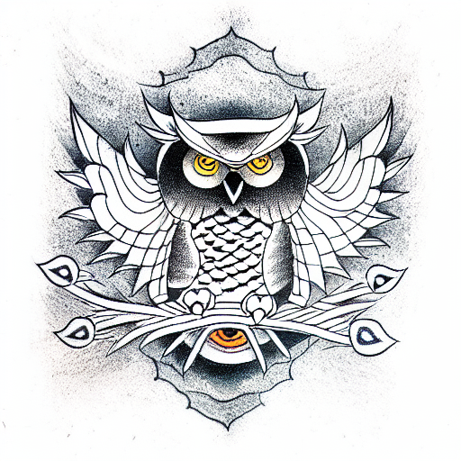 Flying Owl Tattoo Design Art Emblem Stock Vector Royalty Free 1457182238   Shutterstock