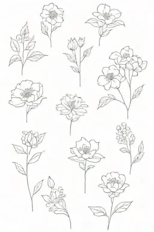 The Birth Flowers Of February, March, April, May, September, And November tattoo design idea