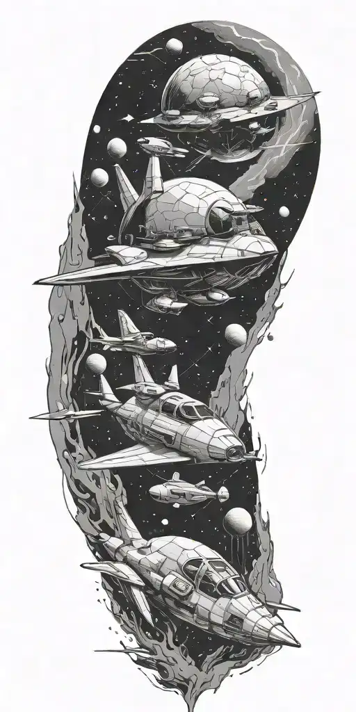 Space. Exploration, Space Ships tattoo design idea