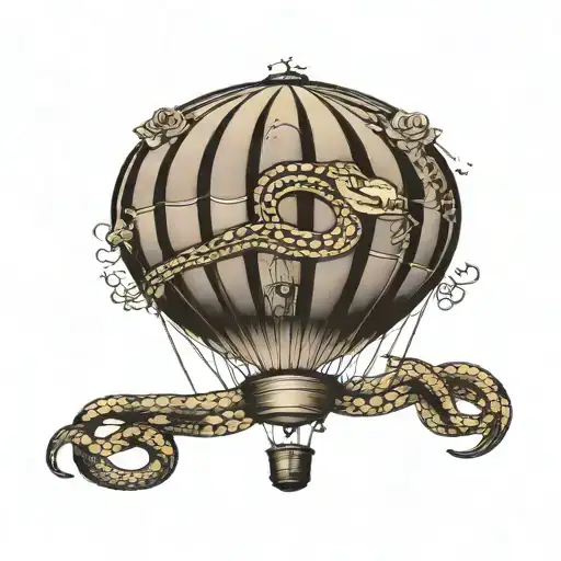 Hot air balloon with a snake tattoo design idea