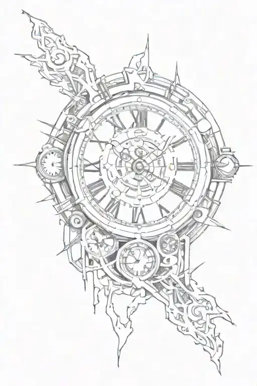 clock tattoo design idea