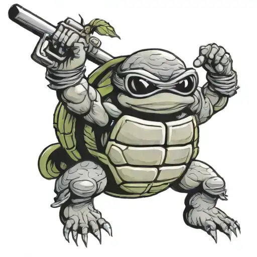 Ninja Turtle with Boom Box tattoo design idea