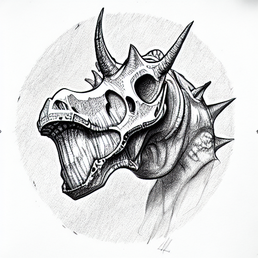 Triceratops Dinosaur Skull tattoo design idea