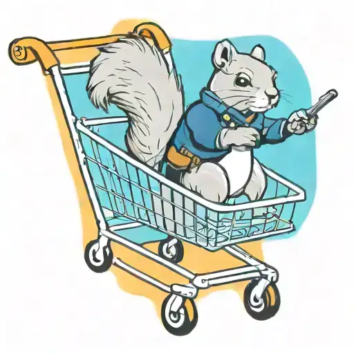 navy seal Squirrel in a shopping cart tattoo design idea
