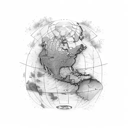 map of the world, grape vines tattoo design idea