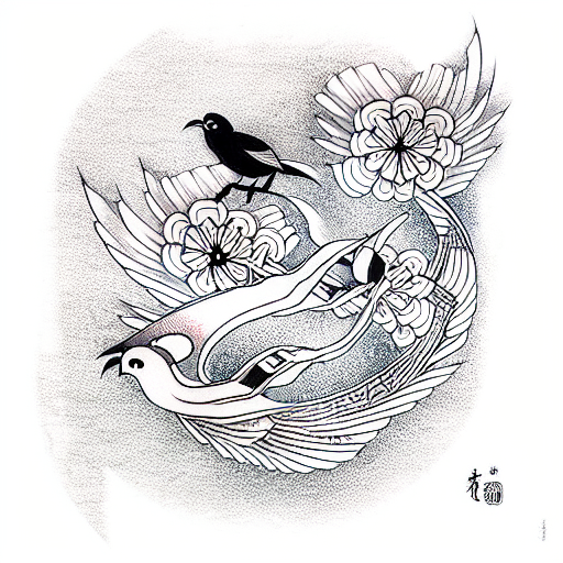 Japanese Peacock Tattoo.Asian Phoenix Fire Bird Tattoo Design.Colorful  Phoenix Fire Bird Colouring Book Illustration Stock Vector - Illustration  of bird, japanese: 161730875