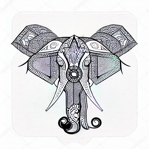 Contour native elephant head with trunk tusks and boho ornaments on  mandala background Ganesha head with mandala Vector silhouette for  coloring pag Stock Vector Image  Art  Alamy