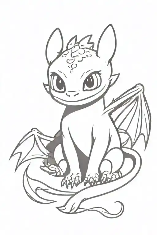 Toothless Night Fury Cartoon Cute tattoo design idea