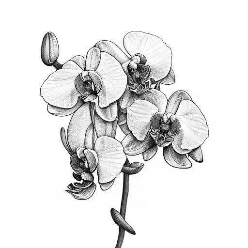 Black and Grey "Orchid" Tattoo Idea - BlackInk AI
