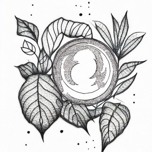 Houseplant with moonphase tattoo design idea