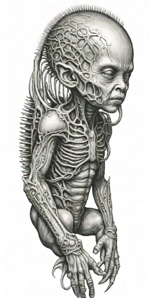 H.R. Giger Alien Creepy Baby tattoo design idea